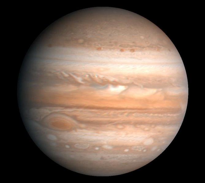 A large photo of Jupiter, the largest planet in our solar system.